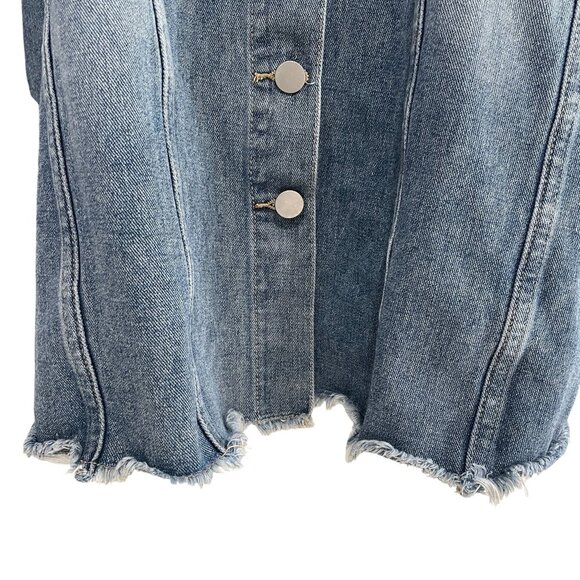 Oversized Denim Jacket Blue Distressed Unbranded 4XL Streetwear Casual Layering - Picture 8 of 9